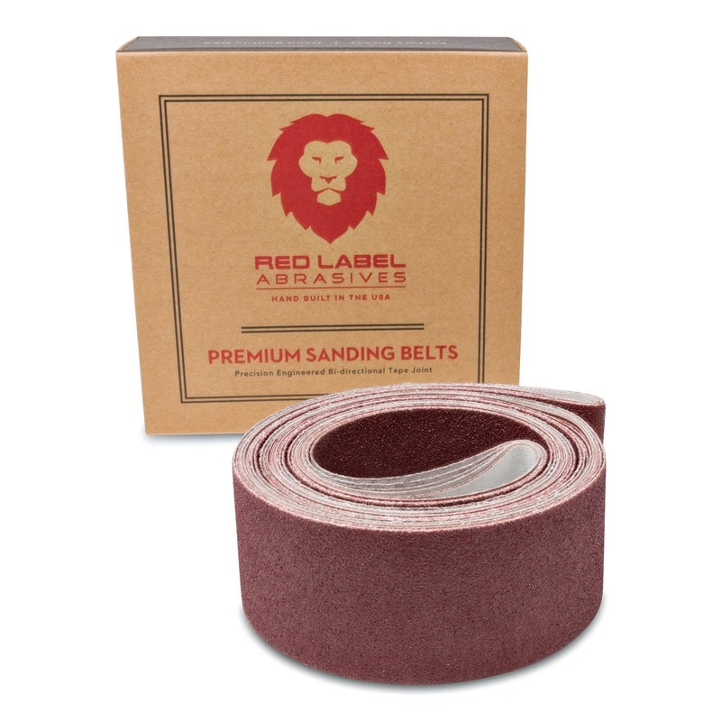 Red Label Abrasives 2 X 72 Inch 220 Grit Flexible Aluminum Oxide Multipurpose Sanding Belts for Woodworking, Leather, Rubber, Plastic, & Light Metal Working - Belt Sand Paper 6 Pack - Image 1
